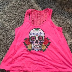 Pink skull tank top